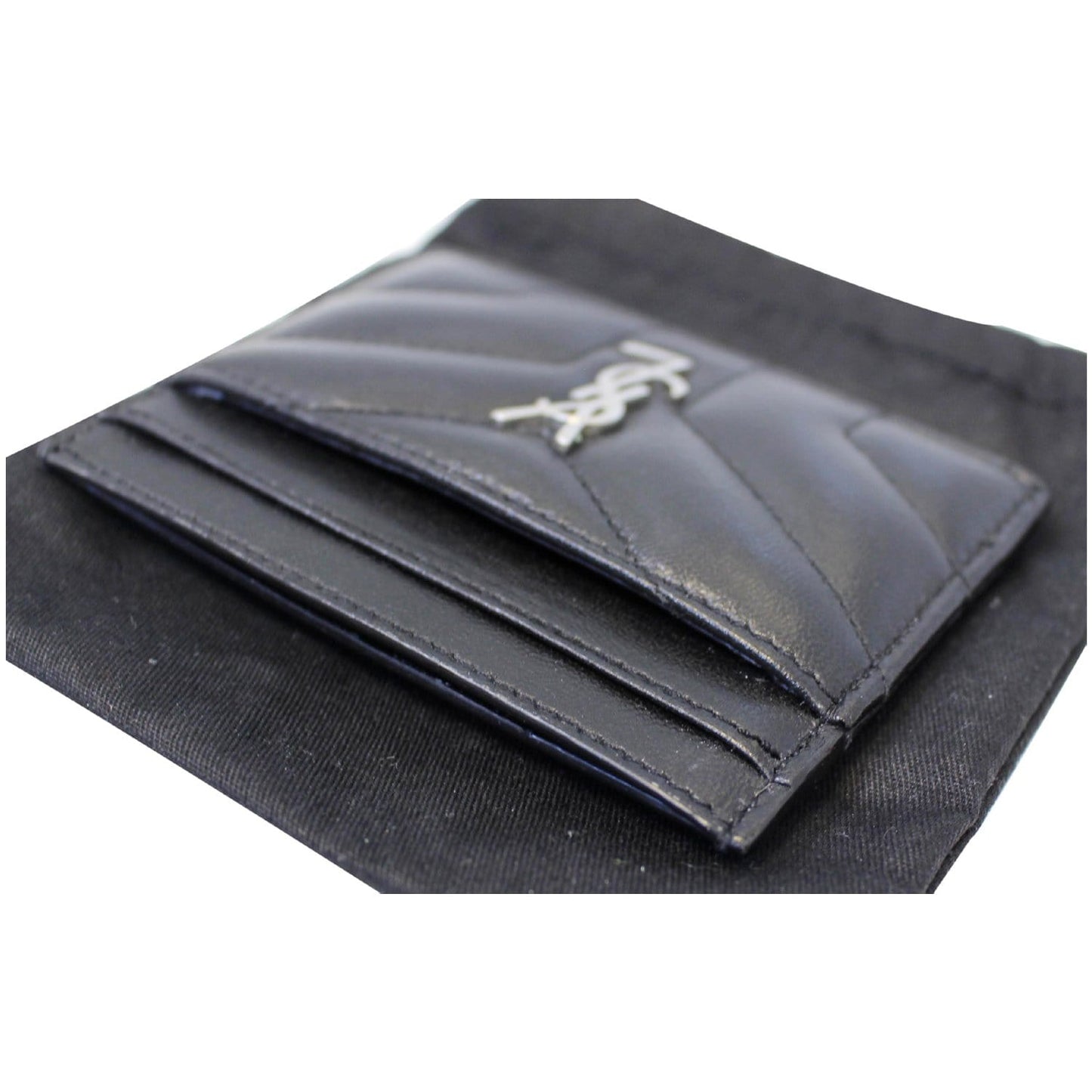 YVES SAINT LAURENT Loulou Matelasse Card Case Holder Black