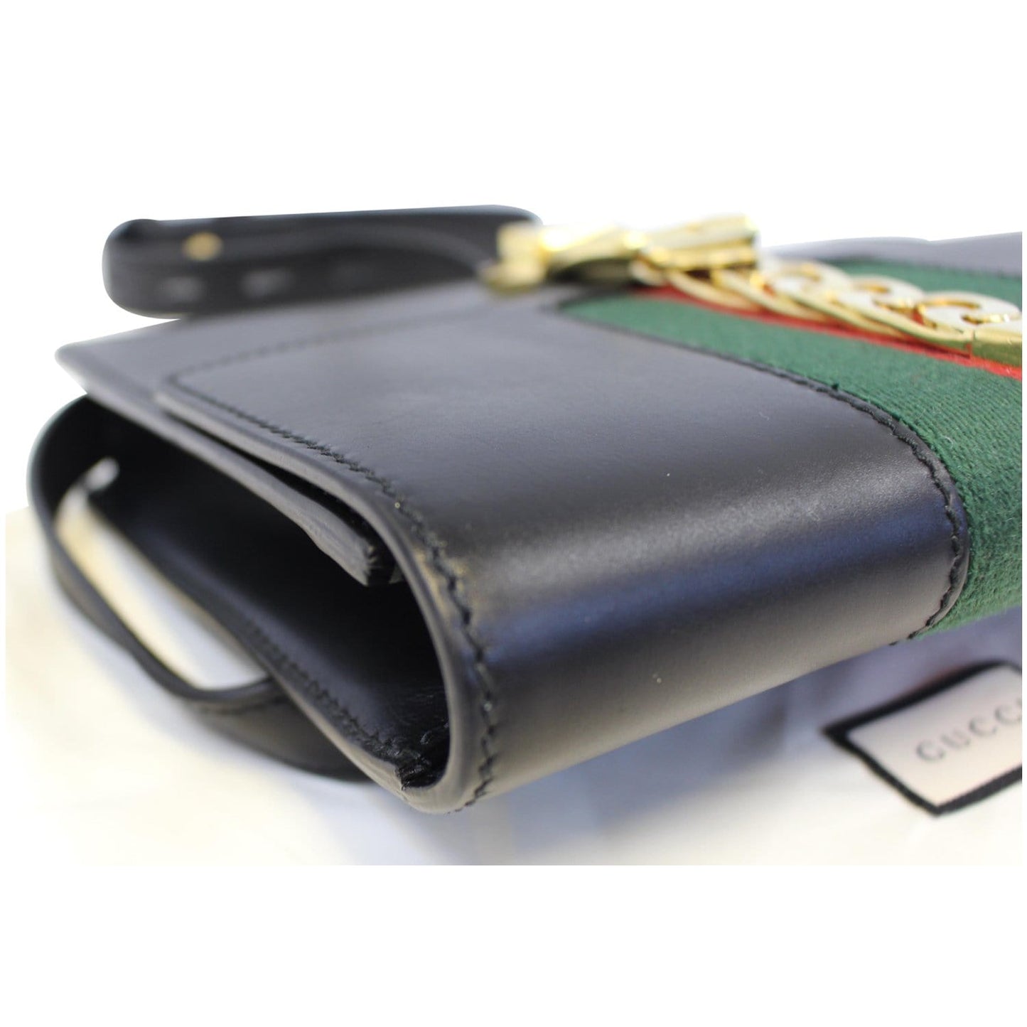GUCCI Sylvie Calfskin Leather Belt Bumbag Black 476811