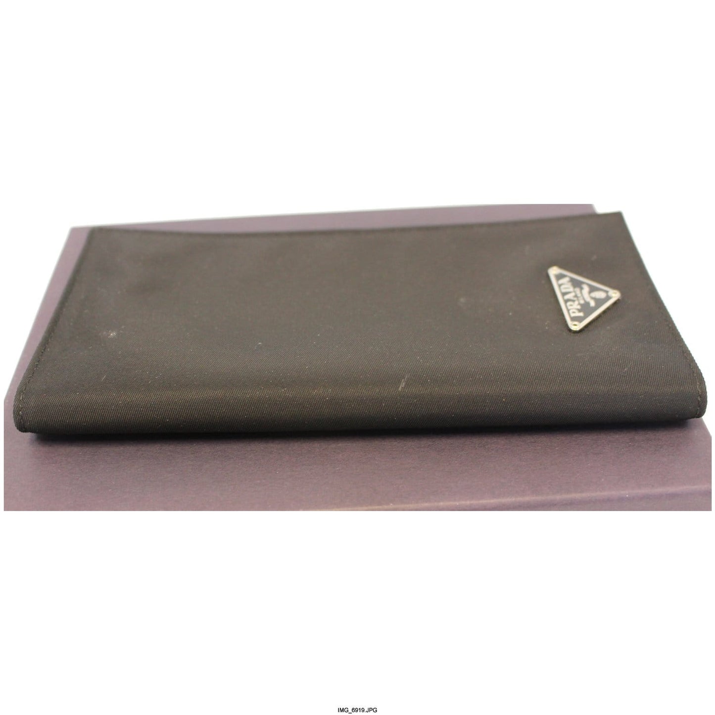 PRADA Black Nylon Checkbook Cover Wallet