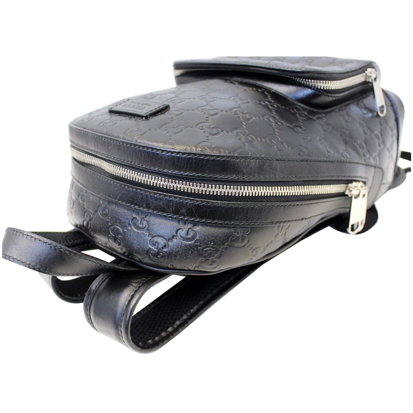 GUCCI Signature Leather Backpack Bag Black