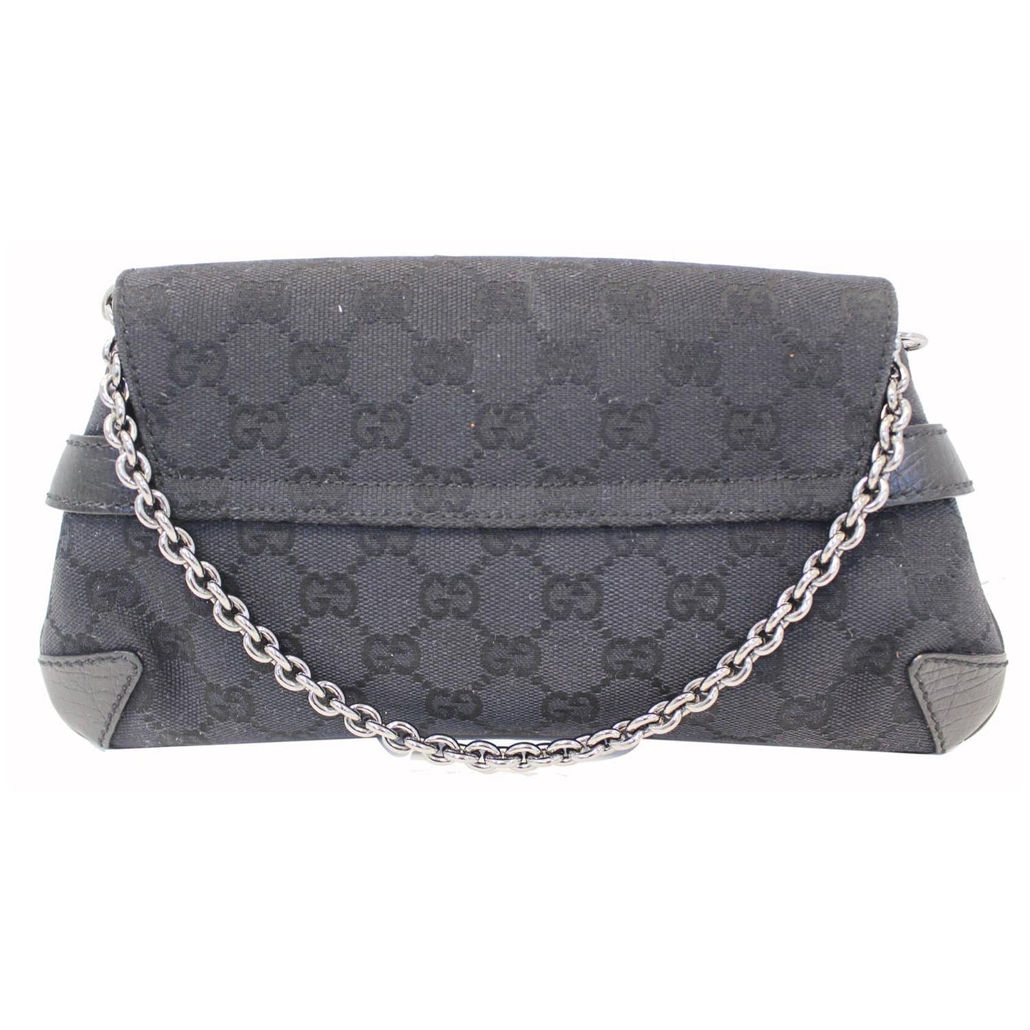 GUCCI Horsebit GG Canvas Clutch Bag Black