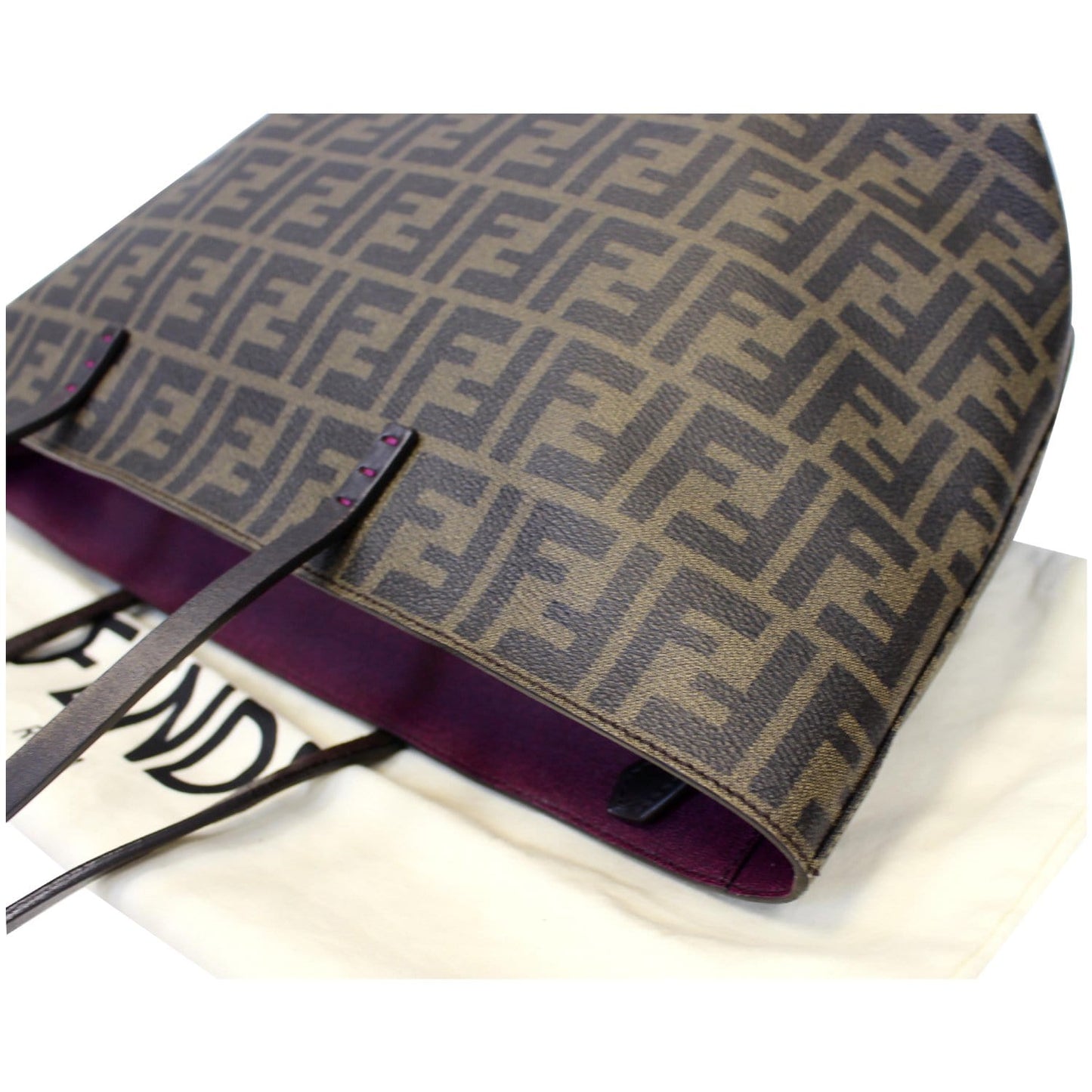 FENDI Zucca Print Canvas Small Roll Tote Bag Brown