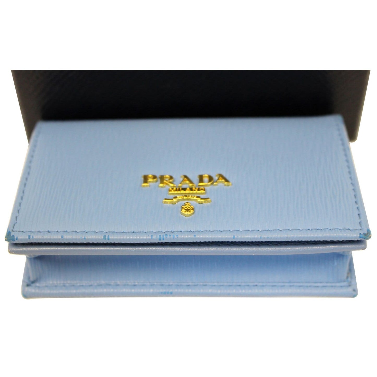 PRADA Saffiano Leather Blue Wallet