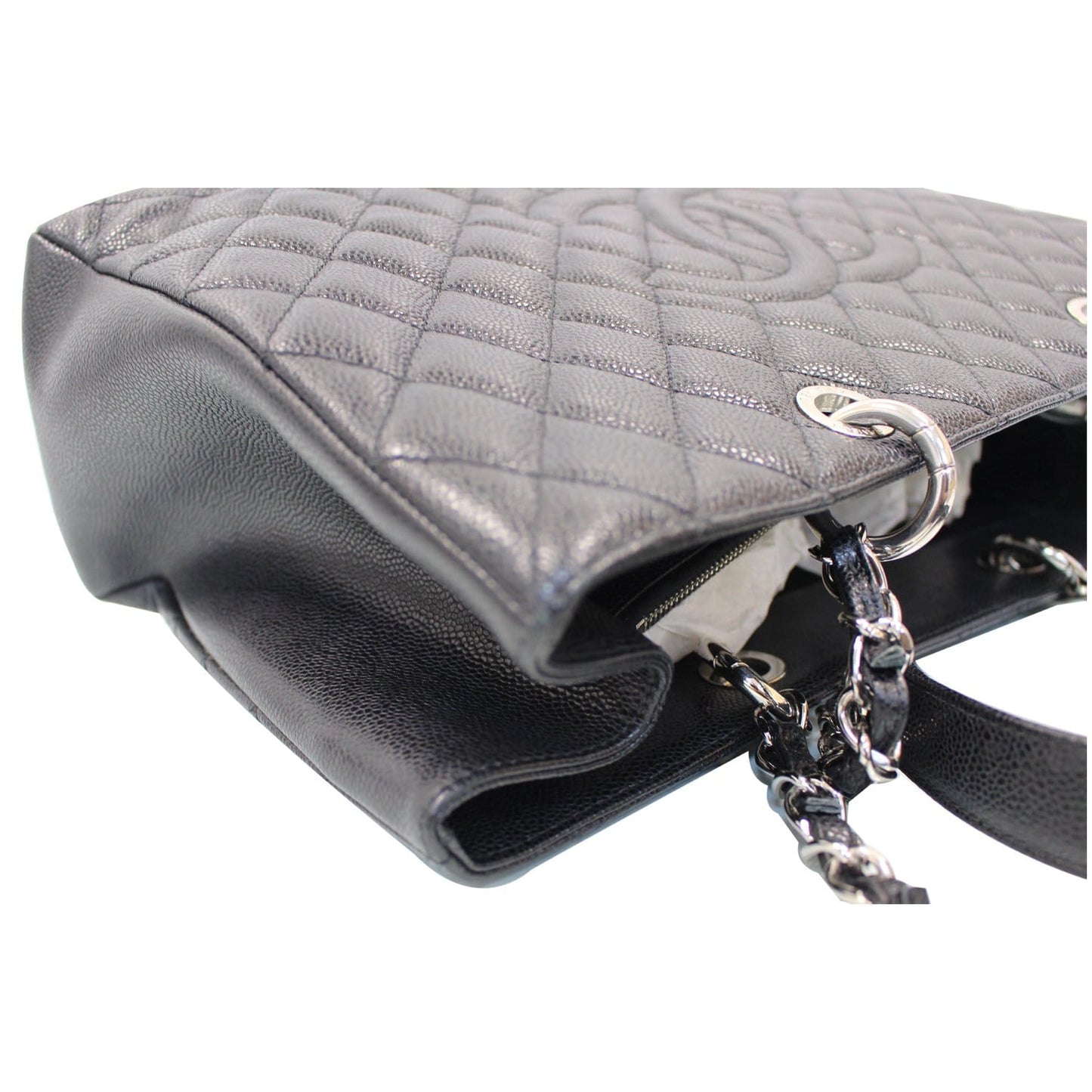 CHANEL XL Grand Caviar Leather Shopping Tote Bag Black