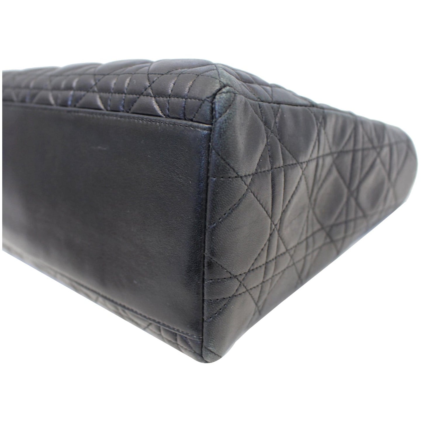 CHRISTIAN DIOR Mini Lady Dior Lambskin Cannage Satchel Bag Black