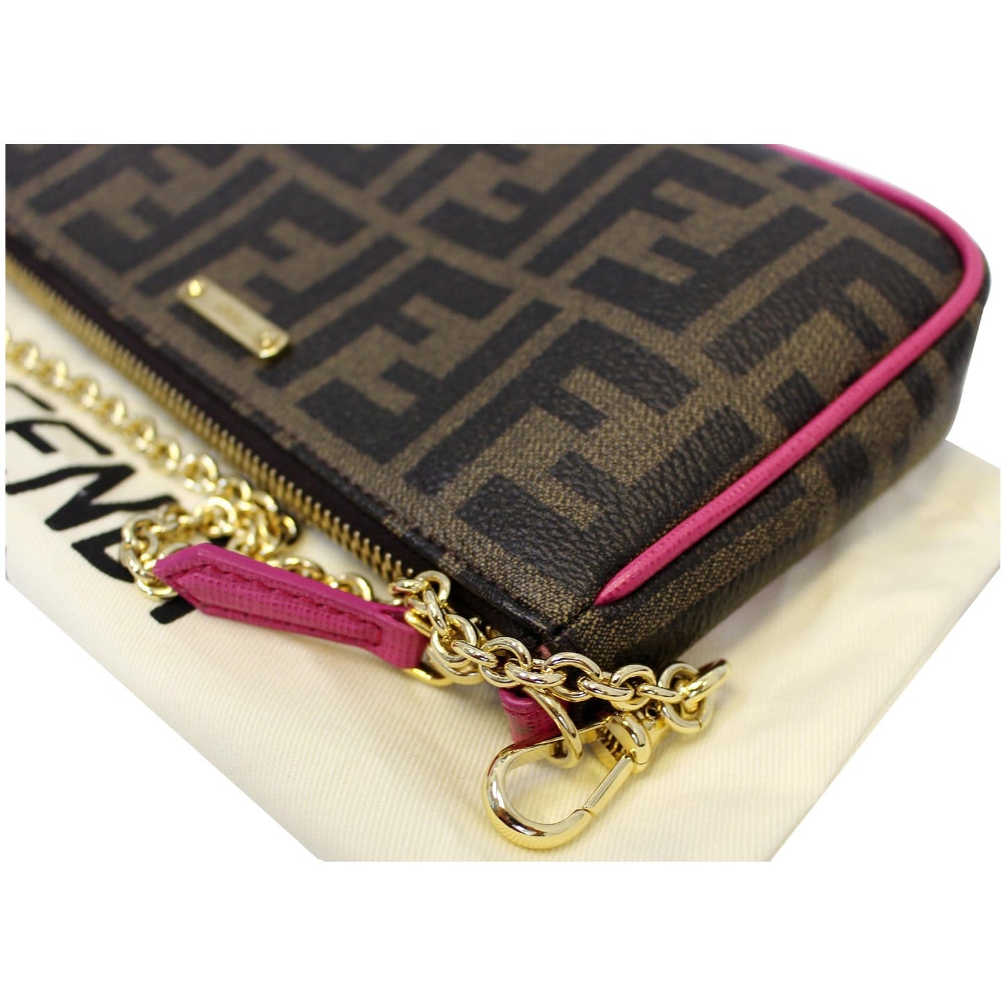 FENDI Spalmati Zucca Pochette Pouch Fuchsia