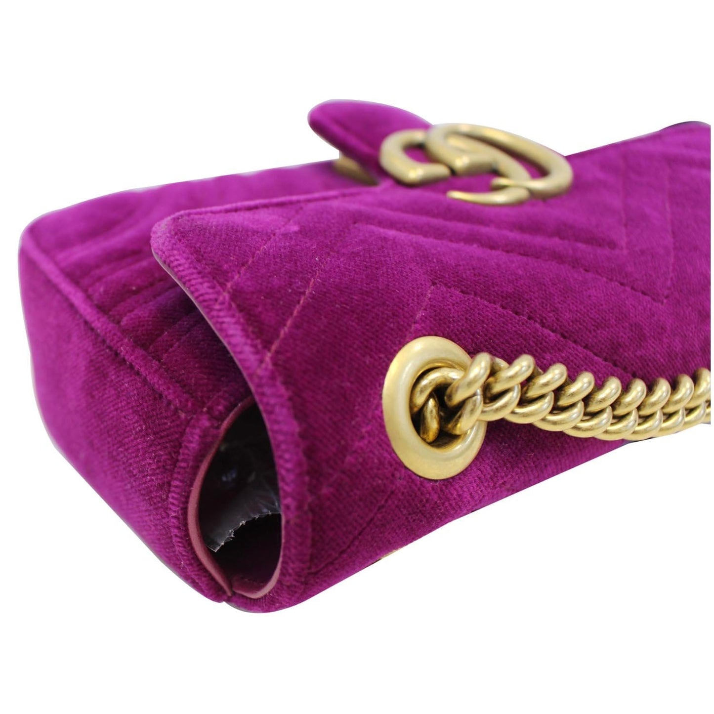 GUCCI GG Marmont Velvet Mini Shoulder Crossbody Bag Purple
