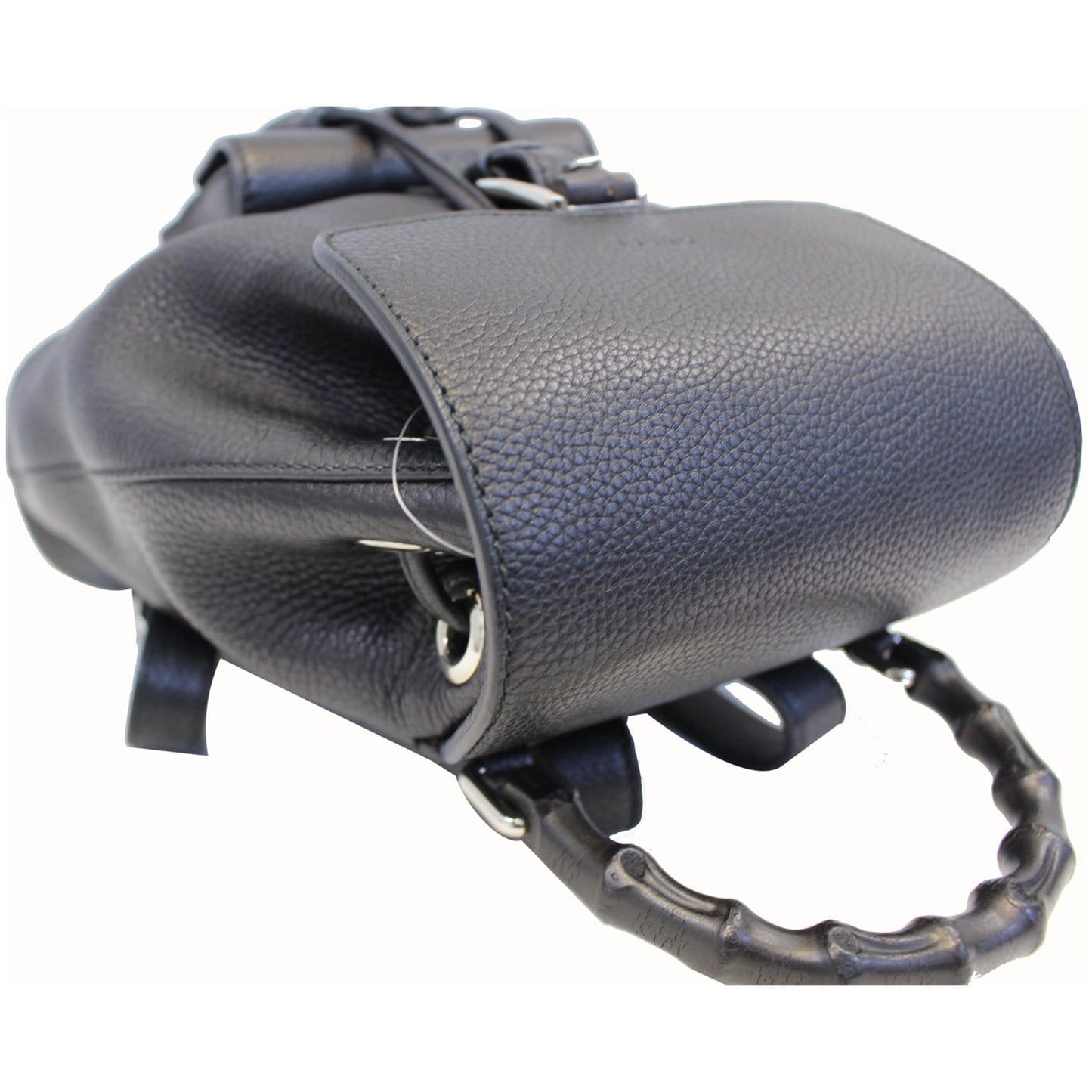 GUCCI Bamboo Pebbled Leather Backpack Bag Black - Last Call