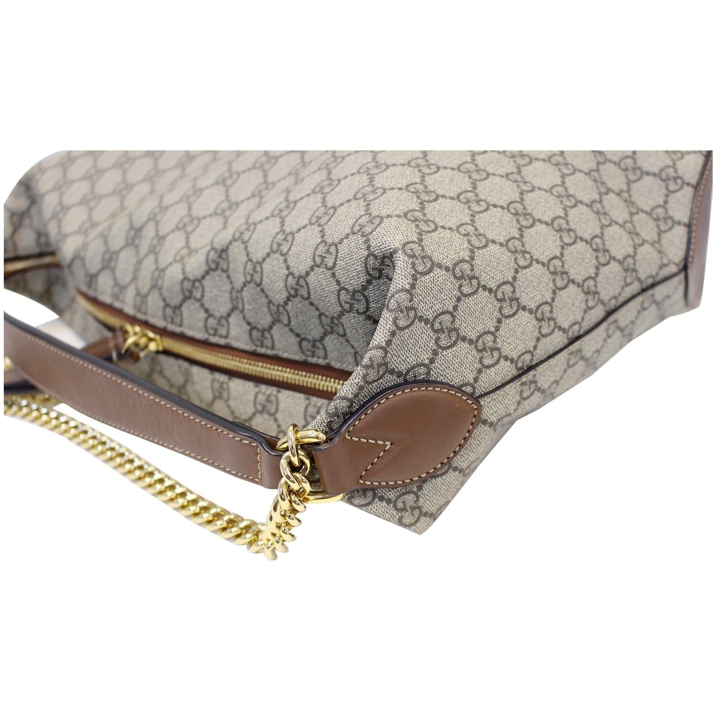 GUCCI GG Supreme Canvas Hobo Shoulder Bag Beige/Brown