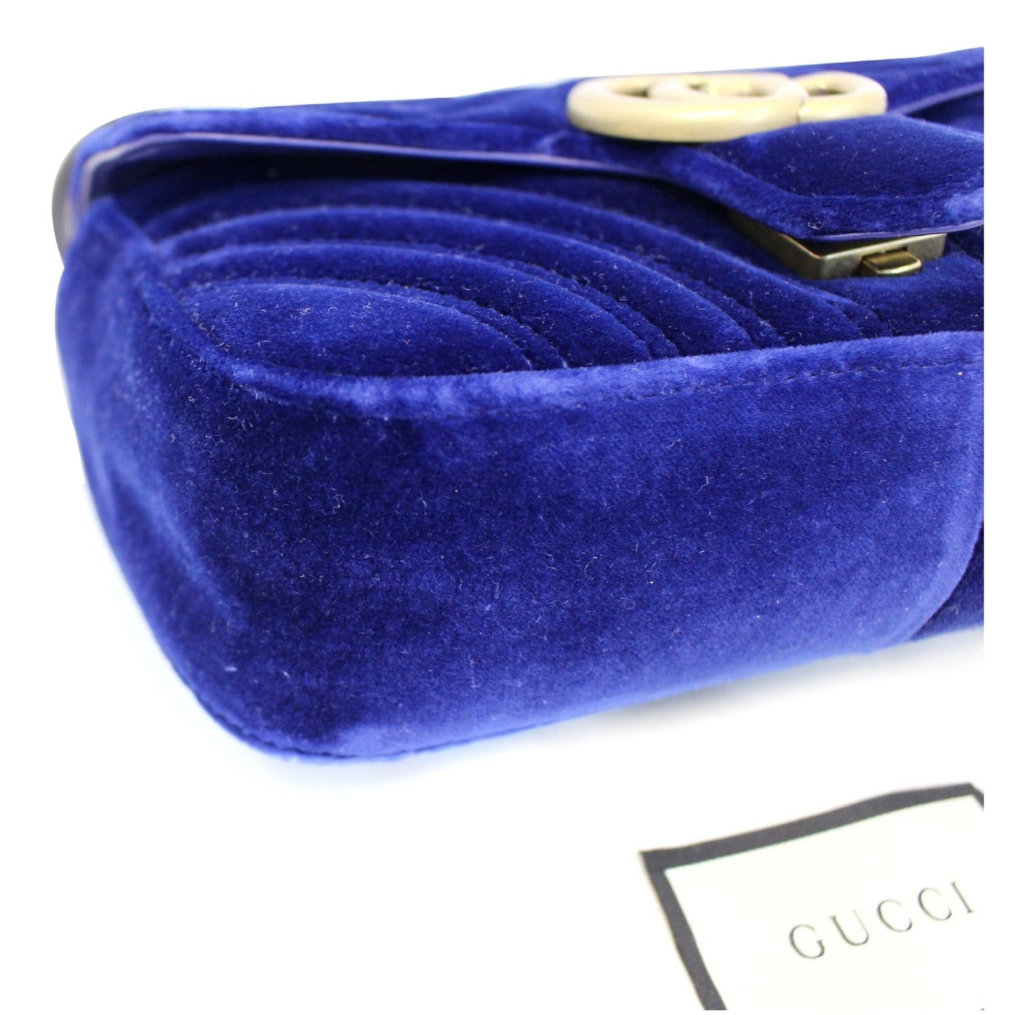 GUCCI GG Marmont Velvet Mini Shoulder Crossbody Bag Blue