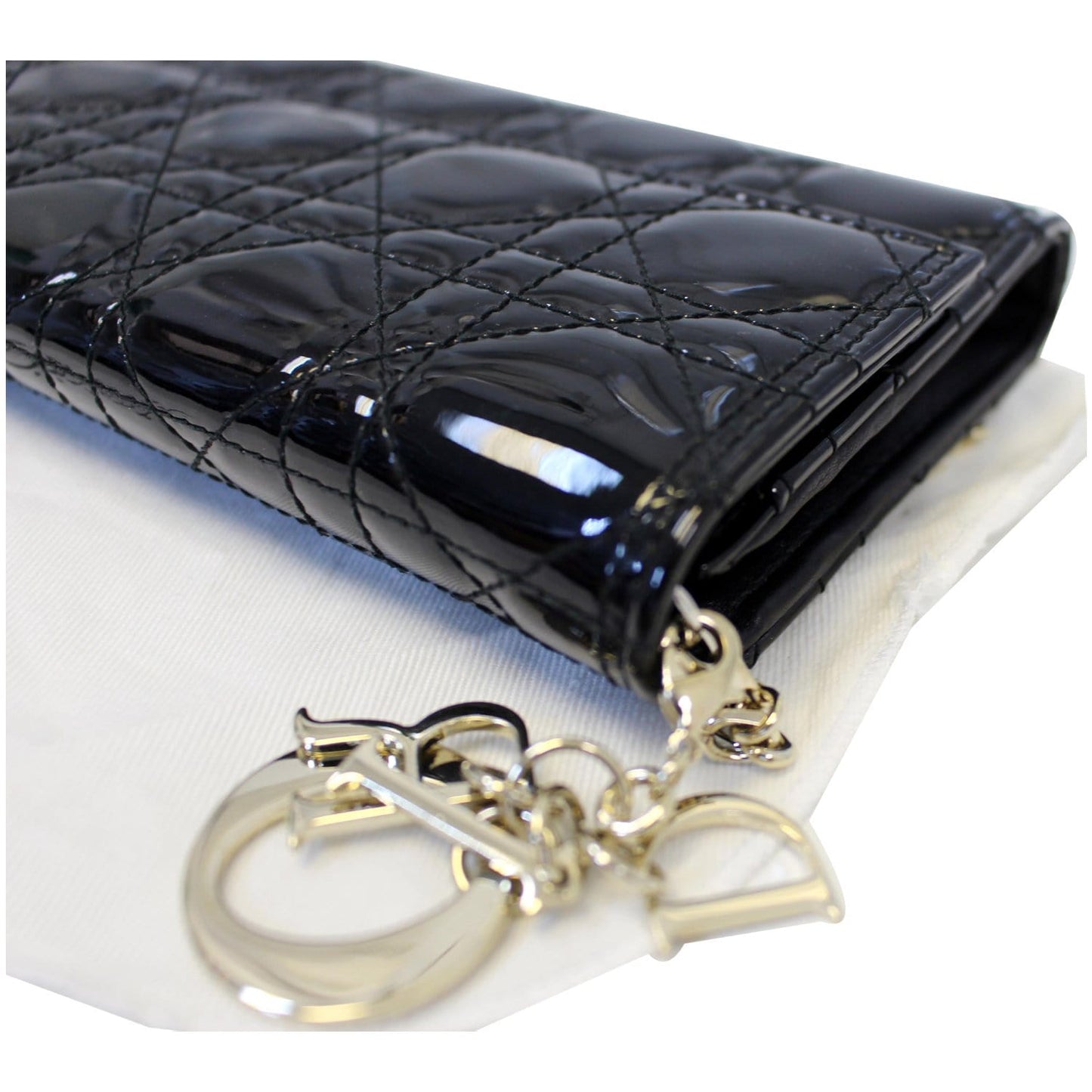 CHRISTIAN DIOR Lady Dior Croisiere Cannage Lambskin Chain Wallet Black