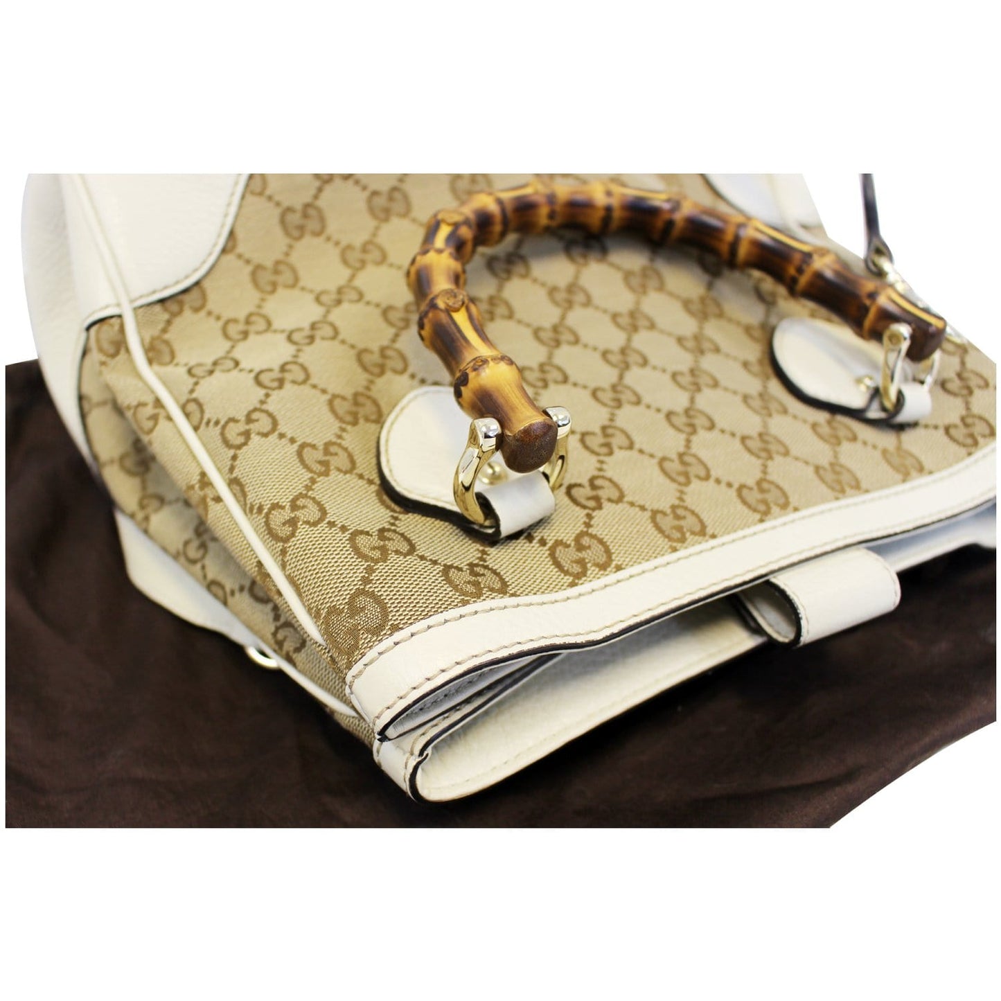 GUCCI Bamboo Diana GG Canvas 2Way Shoulder Handbag