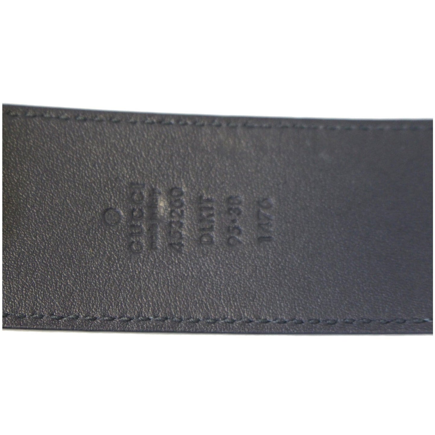 GUCCI Pearl Double G Black Leather Belt Size 44