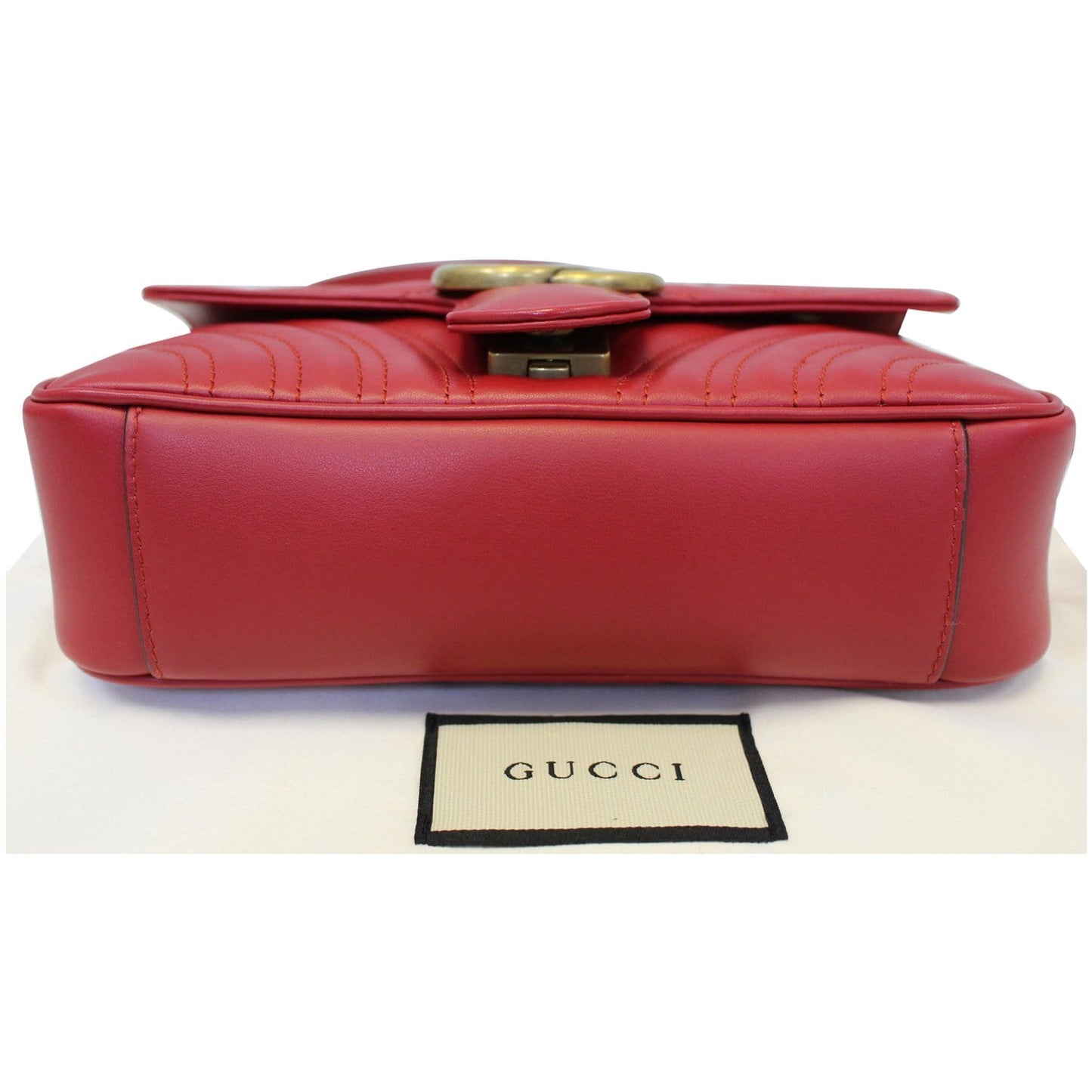 GUCCI GG Marmont Mini Leather Shoulder Crossbody Bag Red 446744