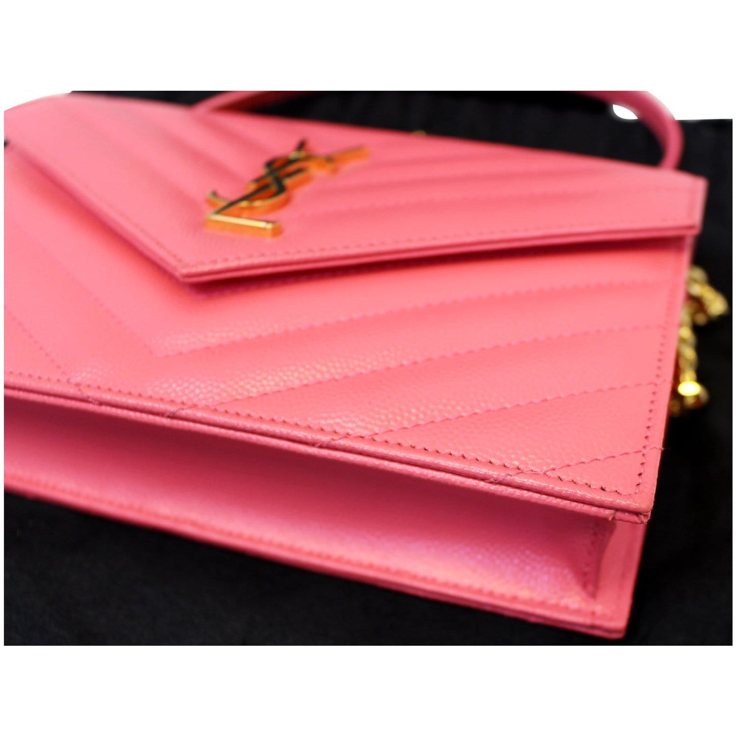 YVES Saint Laurent Monogram Matelasse Wallet-on-A-Chain Crossbody Bag Pink