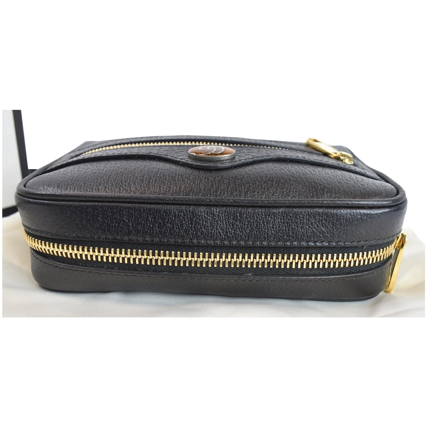 GUCCI Ophidia Mini GG Web Leather Crossbody Bag Black 517350