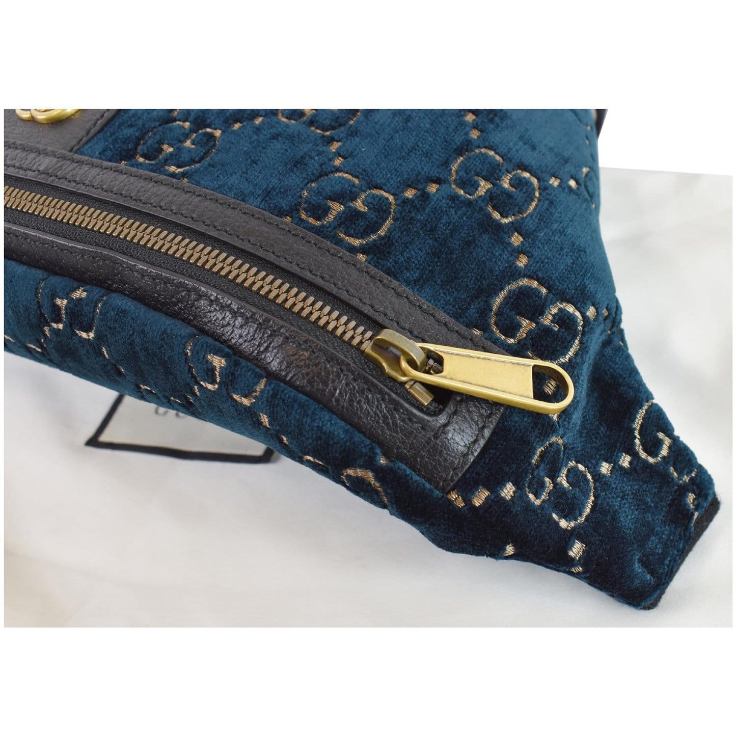 GUCCI GG Monogram Velvet Belt Bumbag Dark Blue 574968