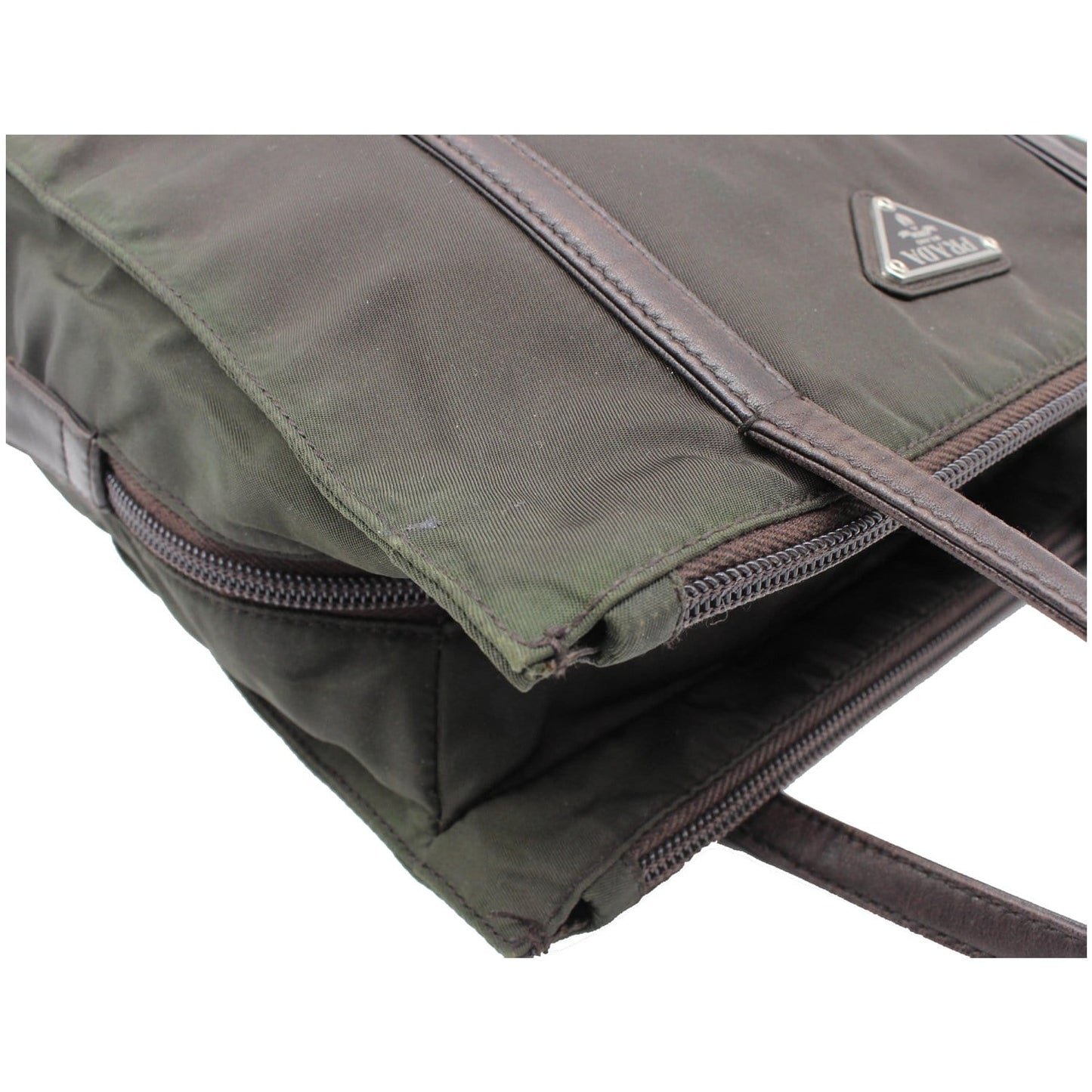 PRADA Nylon Tote Shoulder Bag Dark Green