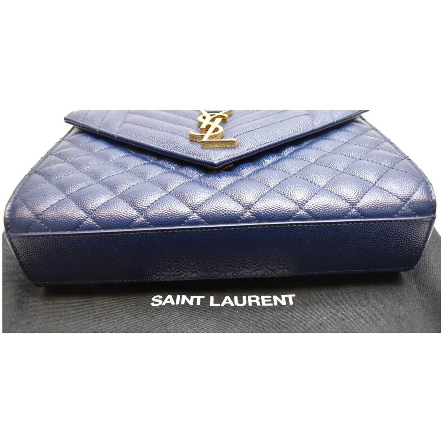 YVES SAINT LAURENT Envelope Chain Medium Leather Shoulder Bag Blue