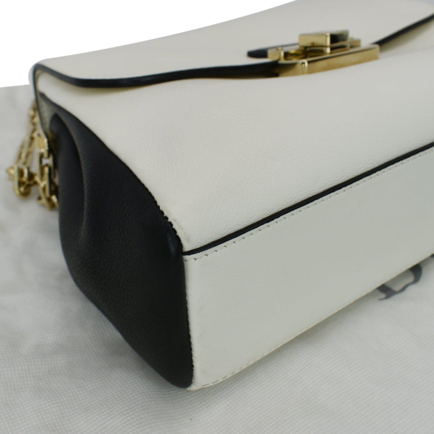 CHRISTIAN DIOR Diorling Medium Leather Shoulder Bag White/Black