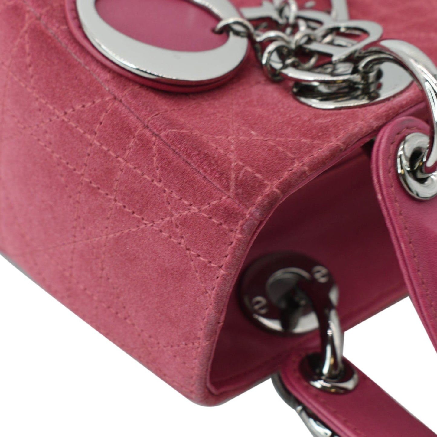 CHRISTIAN DIOR Lady Dior Suede Tote Bag Pink