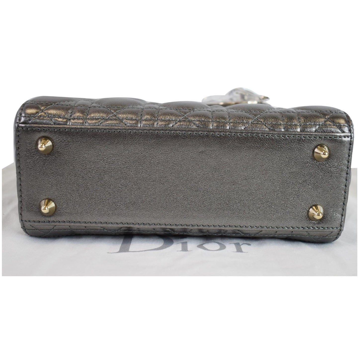 CHRISTIAN DIOR My ABCDior Grained Calfskin Shoulder Bag Gunmetal