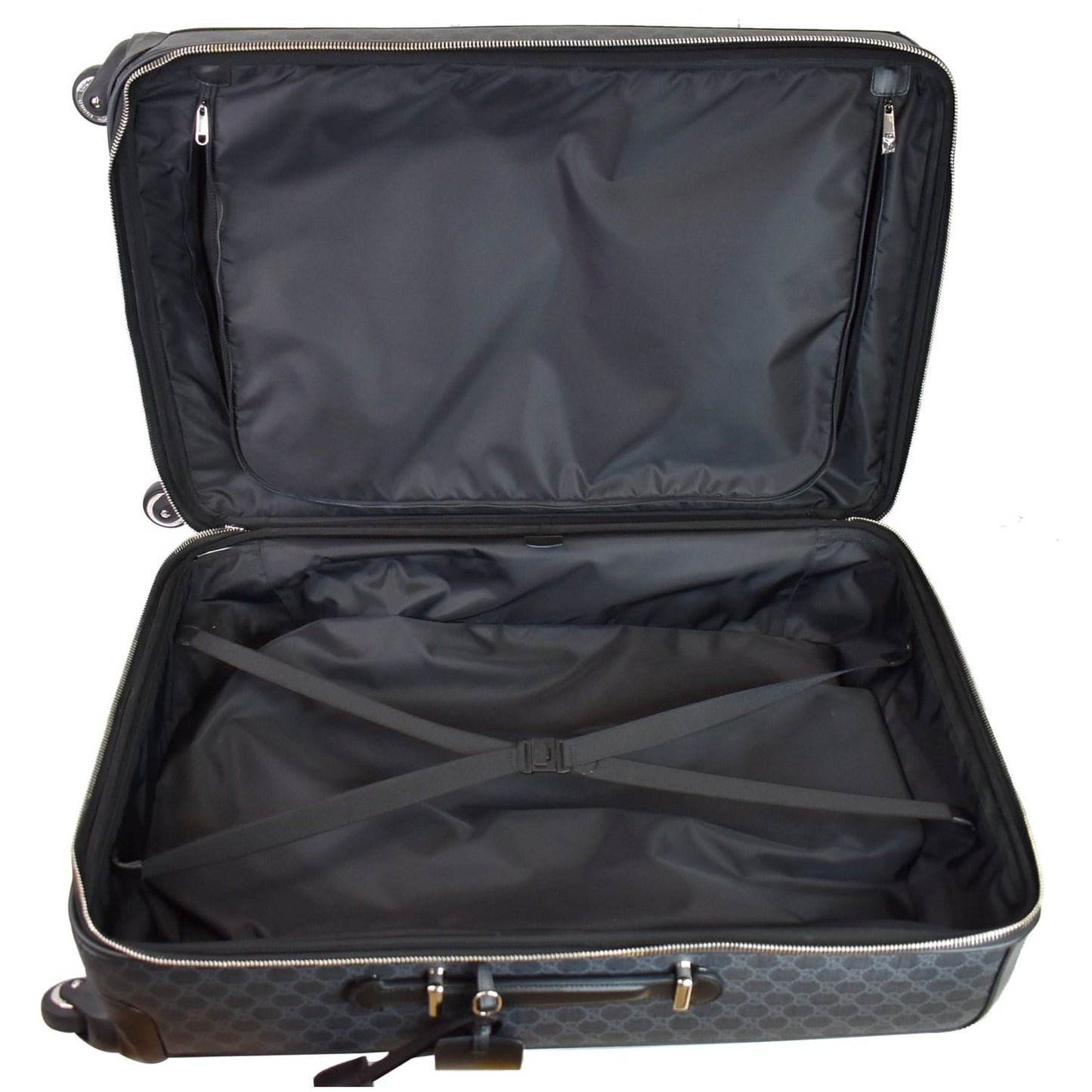 GUCCI Supreme Monogram Large Four Wheel Suitcase Travel Bag Black 474349