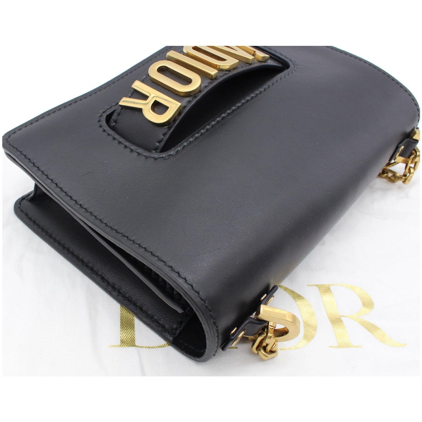 Christian Dior J'Adior Medium Calfskin Leather Flap Shoulder Bag Black