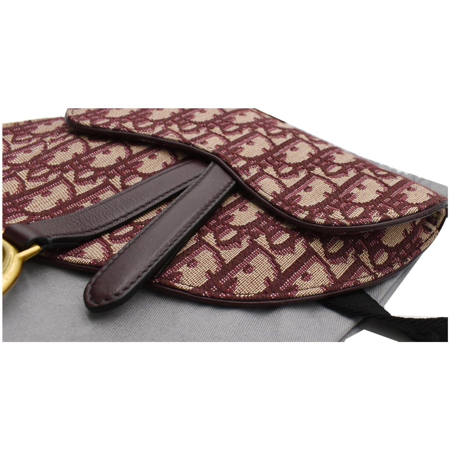 CHRISTIAN DIOR Saddle Oblique Jacquard Belt Bag Burgundy