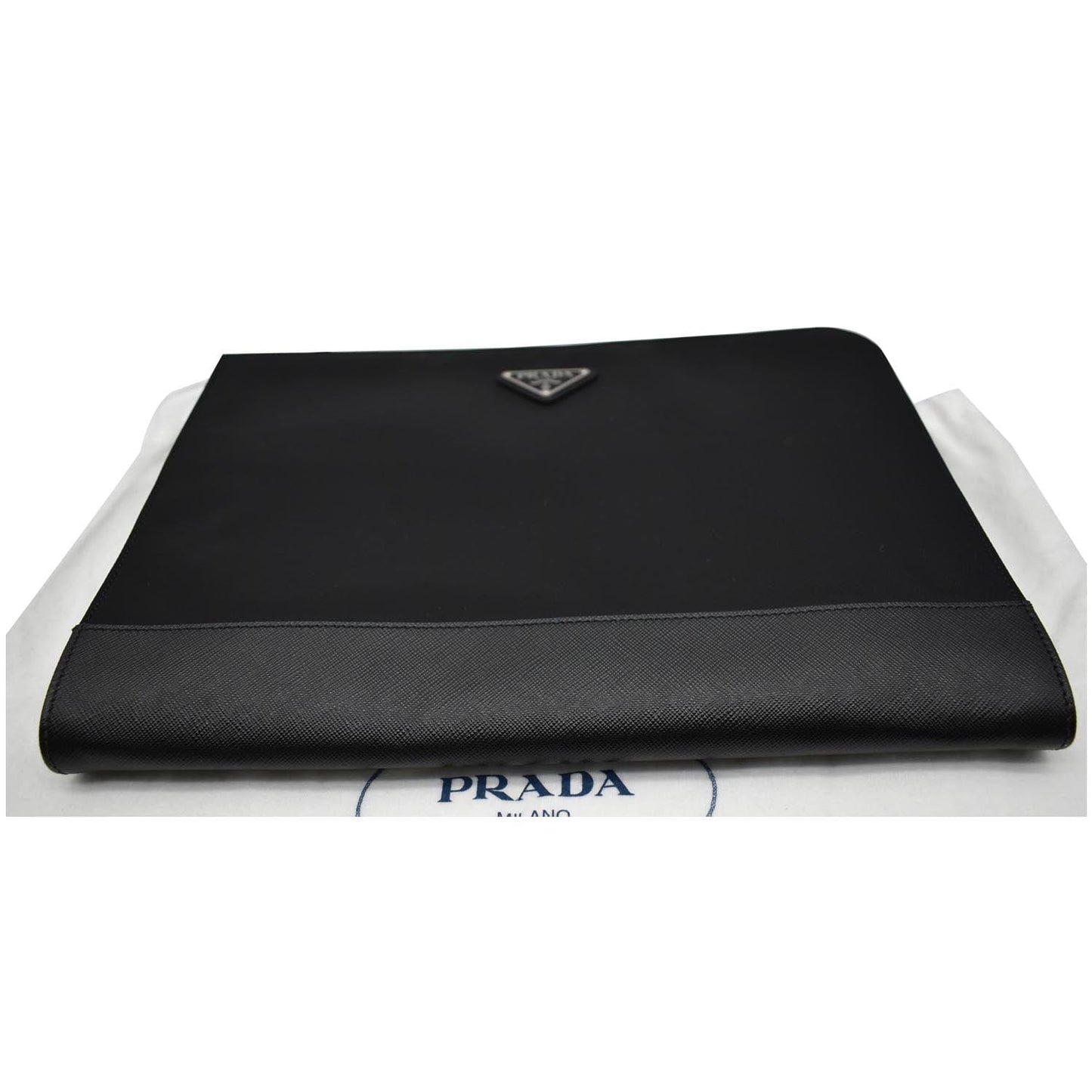 PRADA Document Nylon Leather Pouch Black
