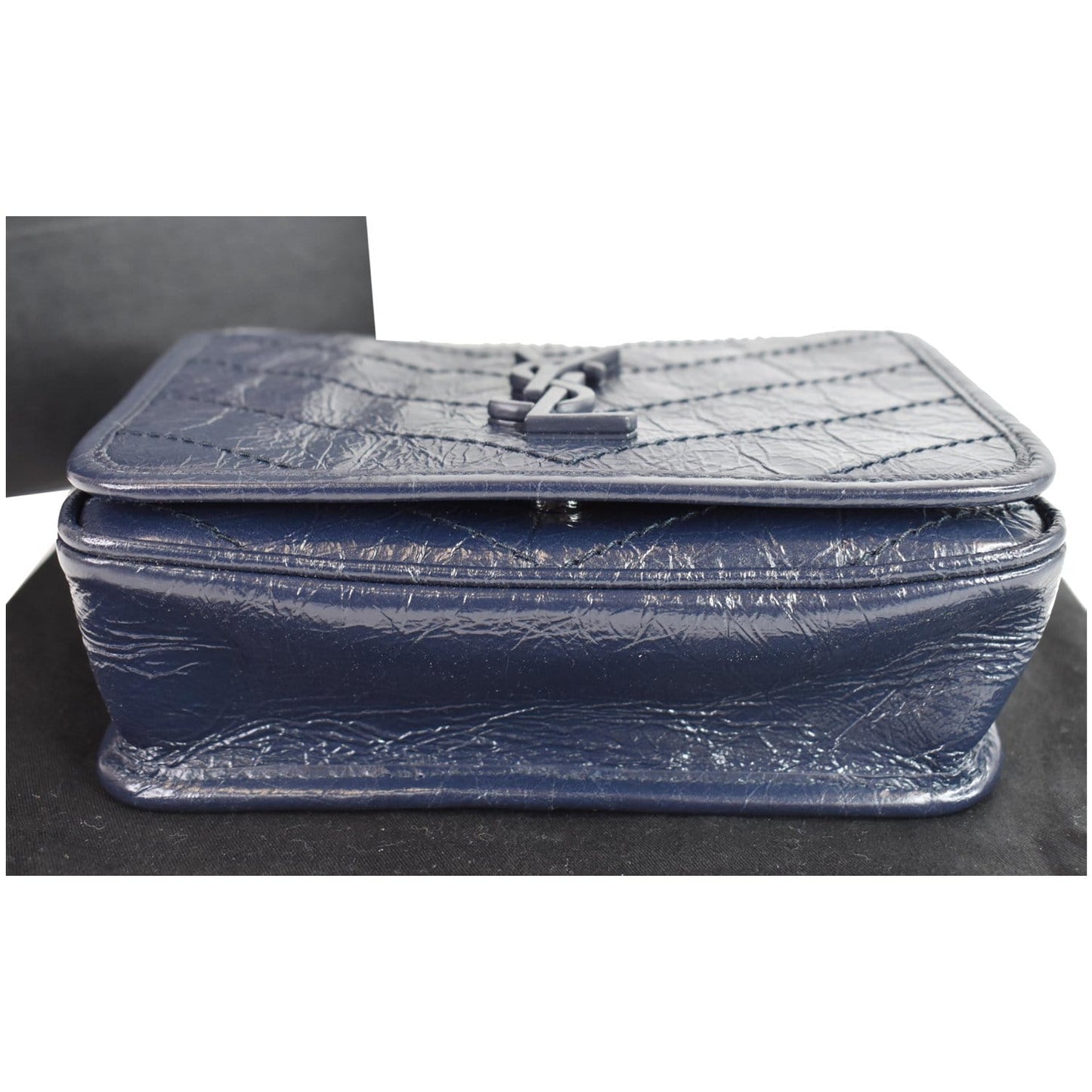 YVES  SAINT LAURENT Niki Chain Wallet Leather Crossbody Bag Blue