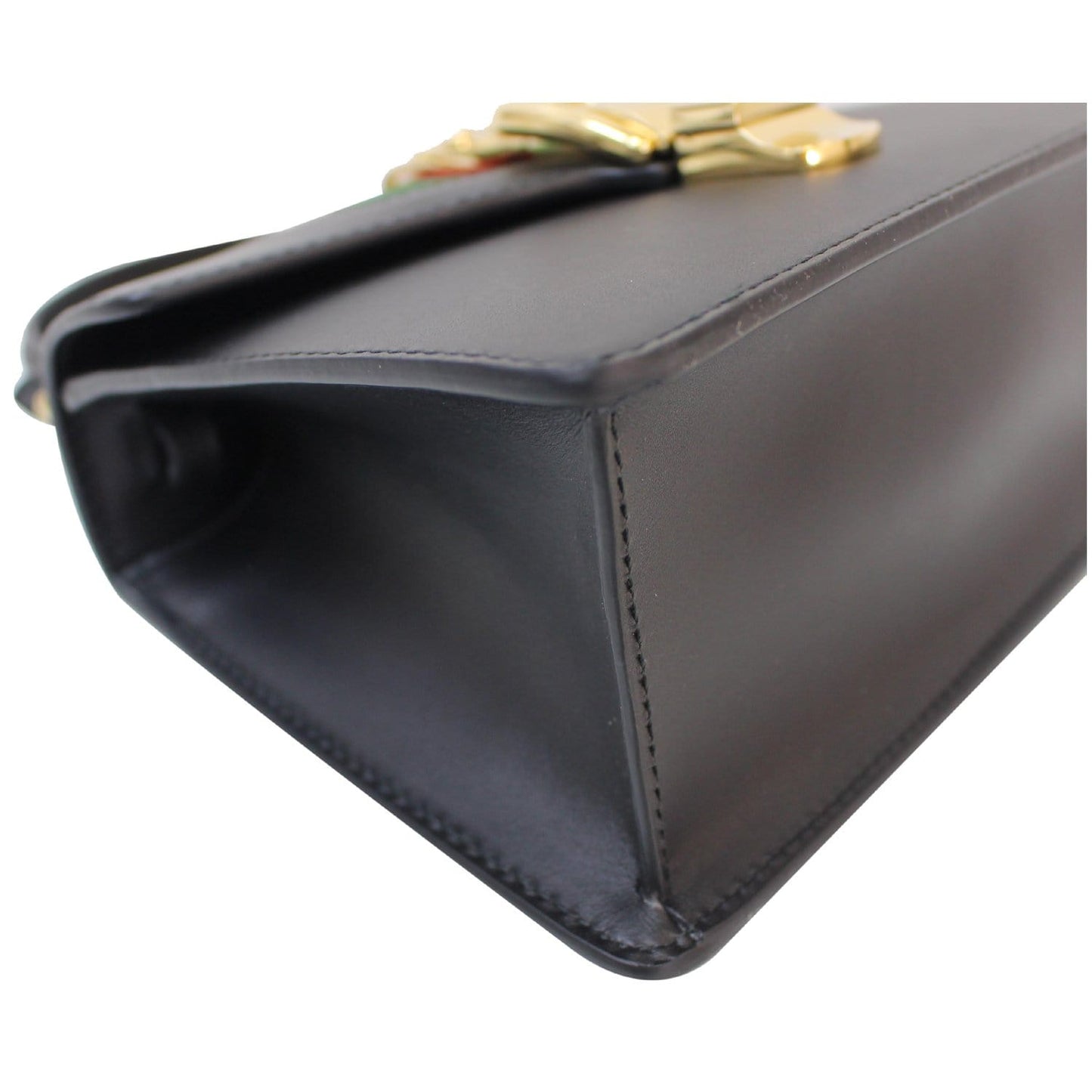 GUCCI Sylvie Mini Leather Crossbody Bag Black 470270