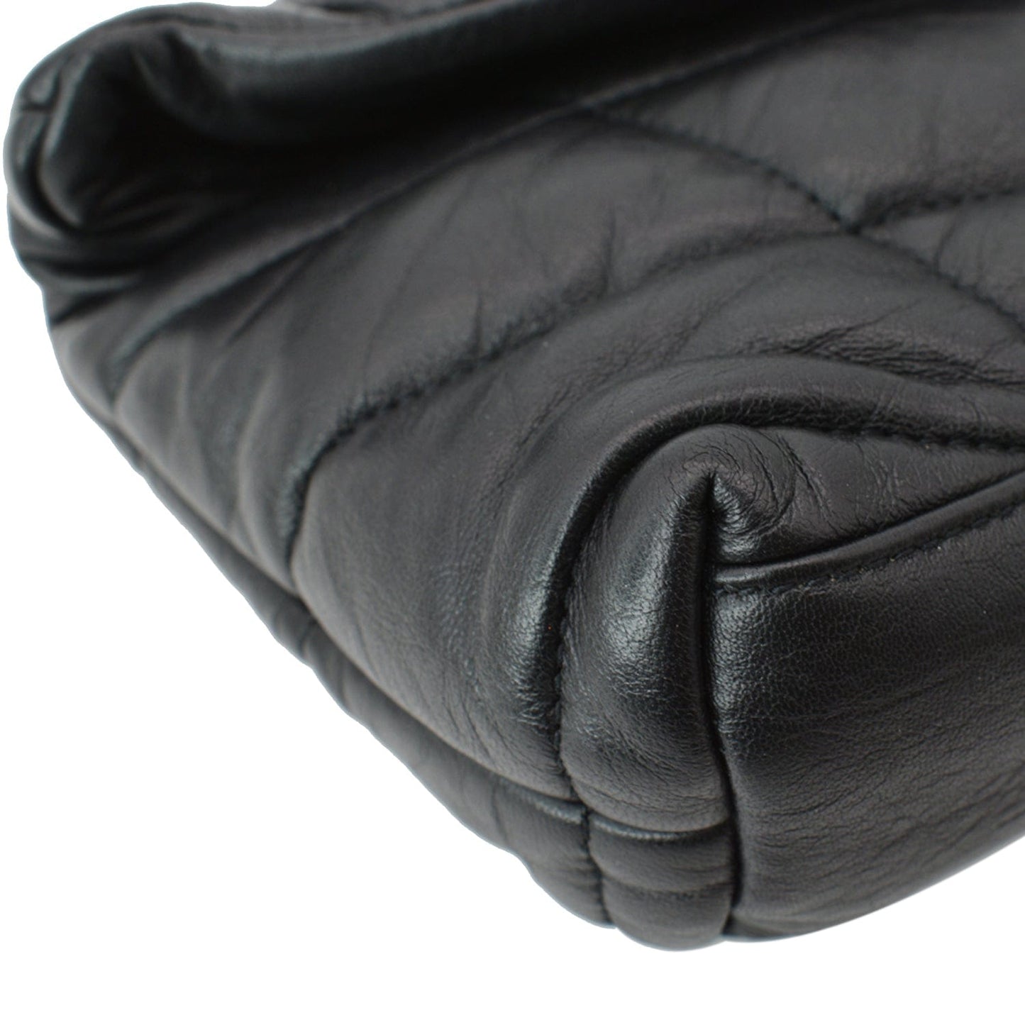 YVES SAINT LAURENT Small Loulou Puffer Quilted Lambskin Leather Crossbody Bag Black