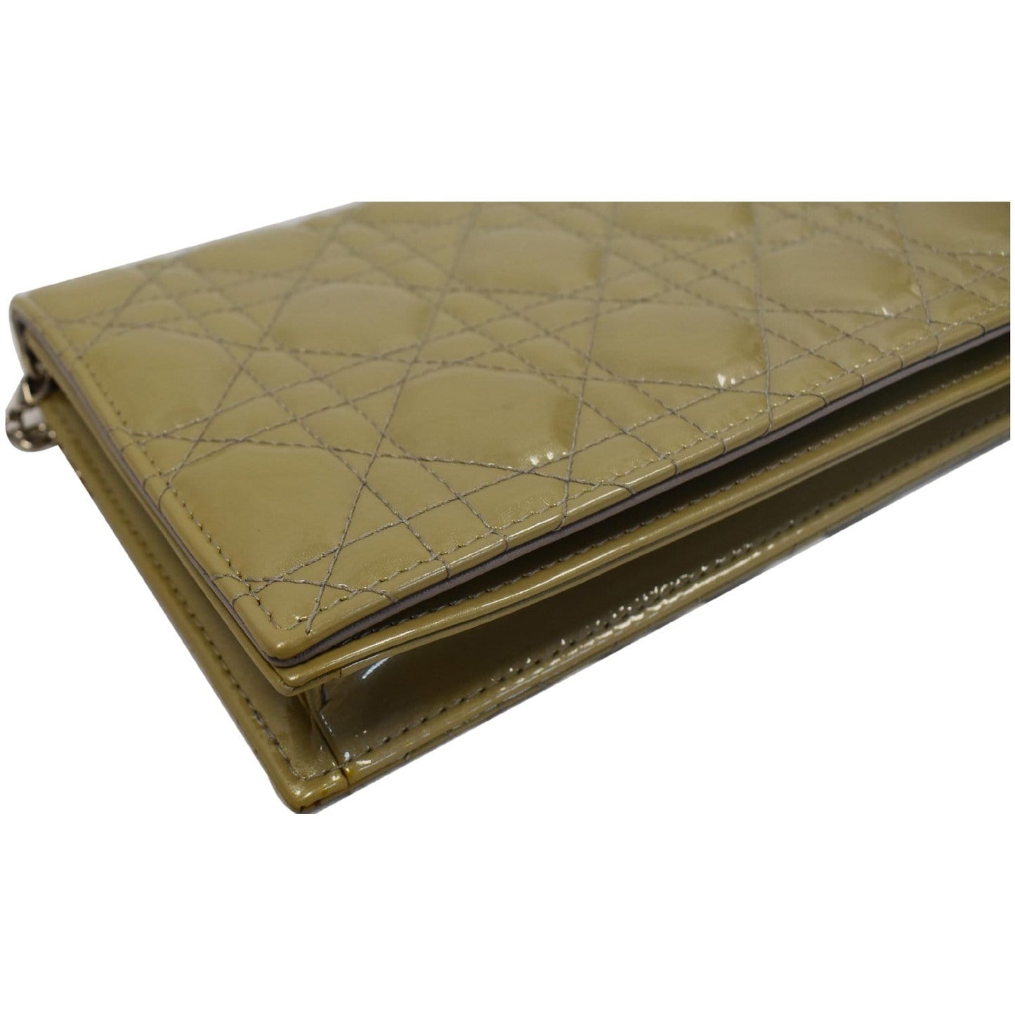 CHRISTIAN DIOR Quilted Patent Leather Lady Dior Clutch Bag