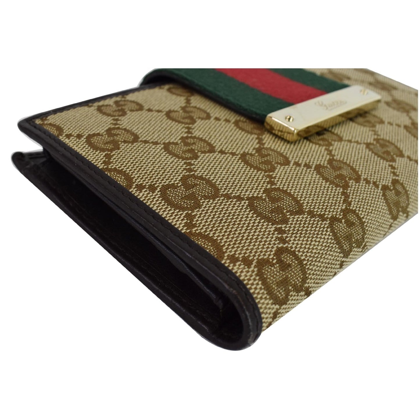 GUCCI Monogram Ladies Web GG Canvas Continental Wallet Beige 181668