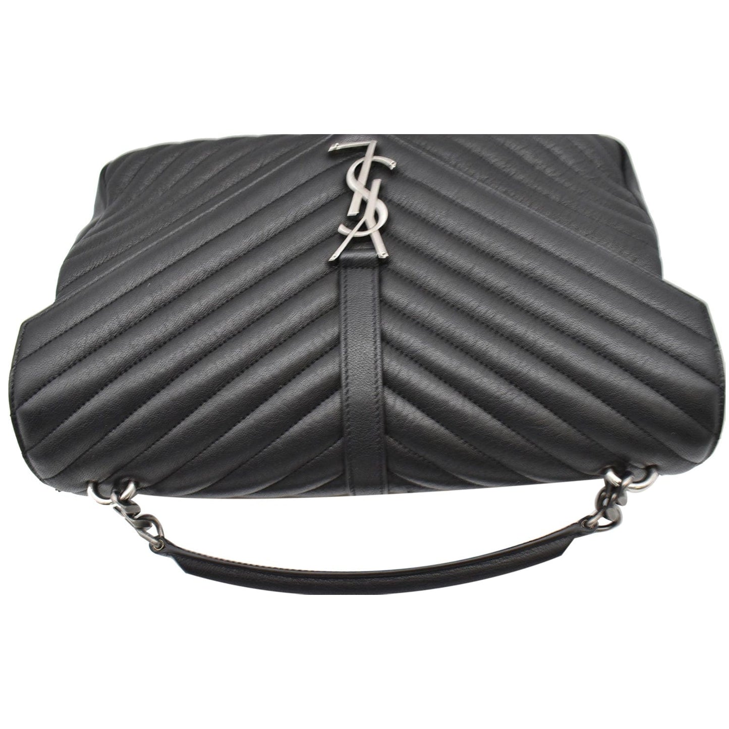 YVES SAINT LAURENT College Medium Flap Matelassé Leather Shoulder Bag Black