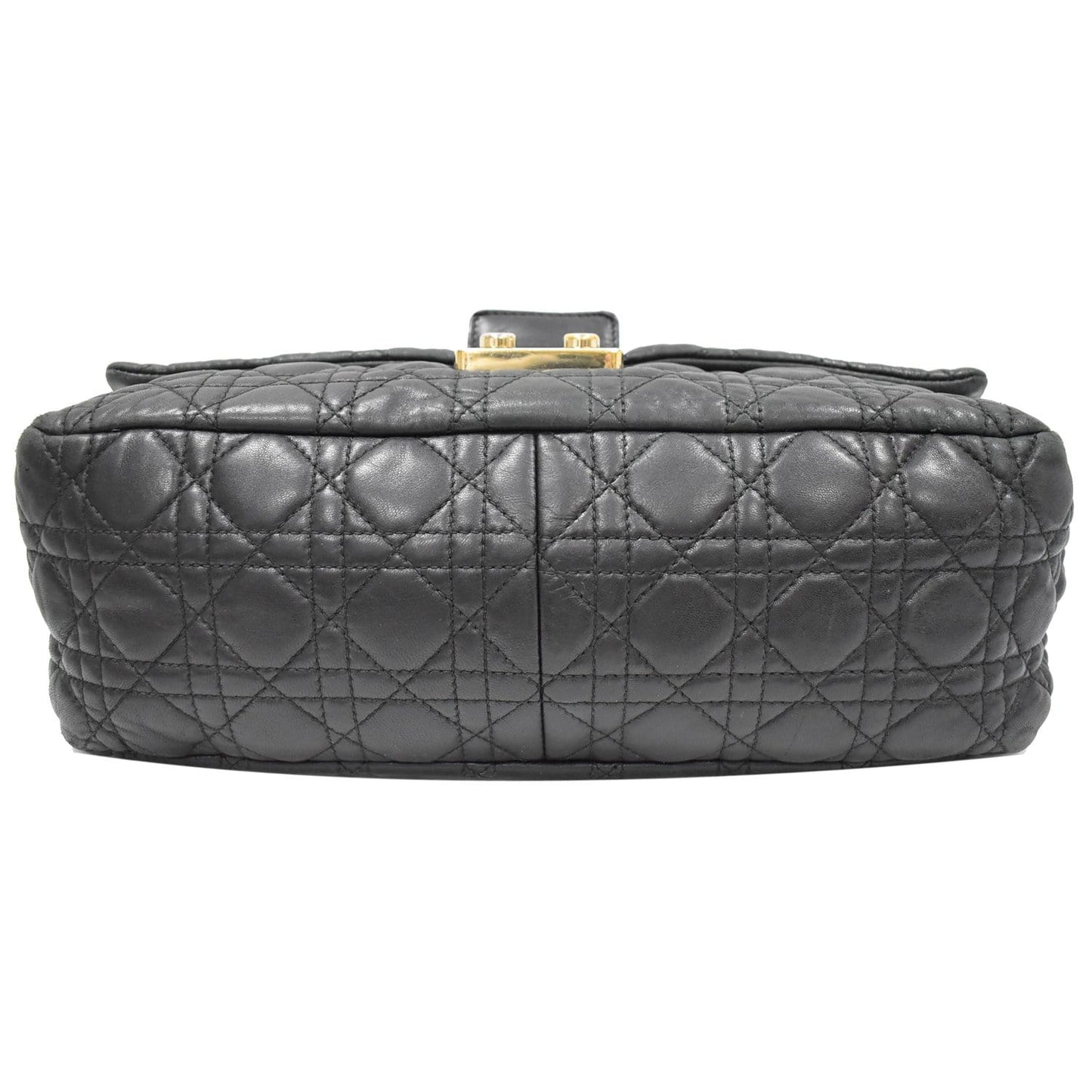 CHRISTIAN DIOR Cannage New Lock Flap Leather Shoulder Bag Black
