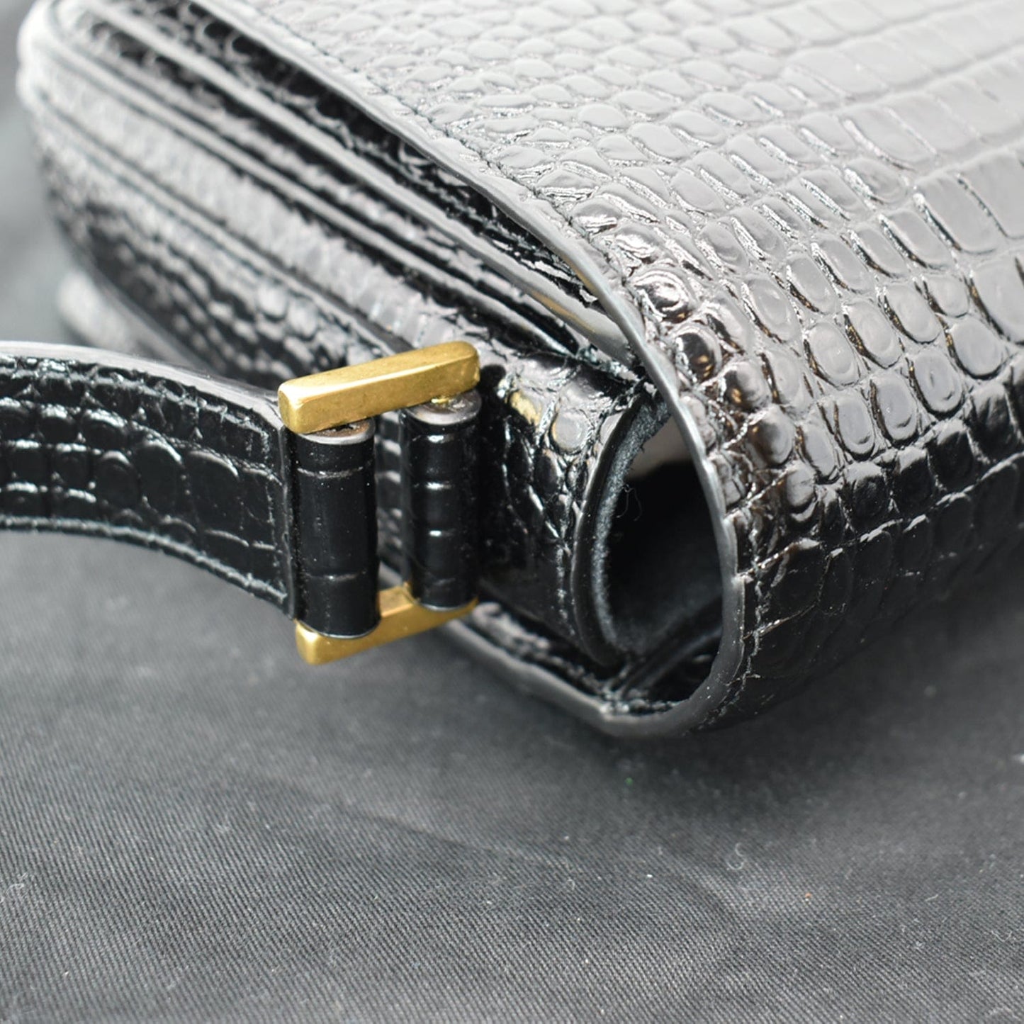 YVES SAINT LAURENT New Besace Embossed Leather Crossbody Bag Black