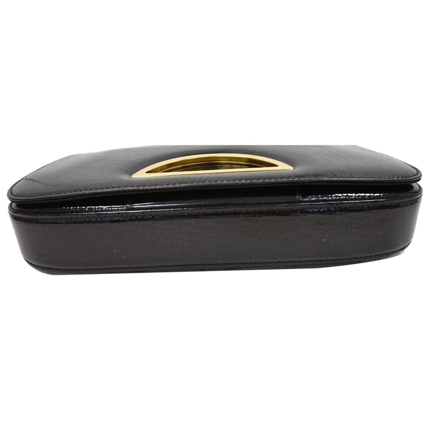 CHRISTIAN DIOR Maris Pearl Patent Monogram Shoulder Bag Black