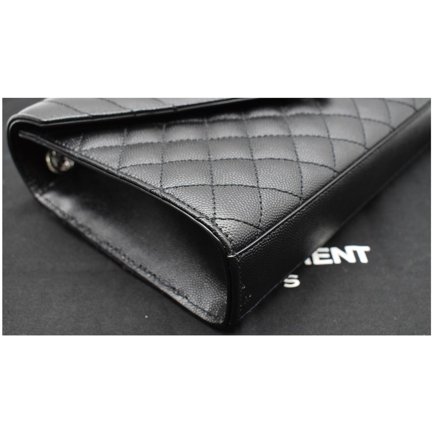 YVES SAINT LAURENT Envelope Medium Chain Leather Shoulder Bag Black
