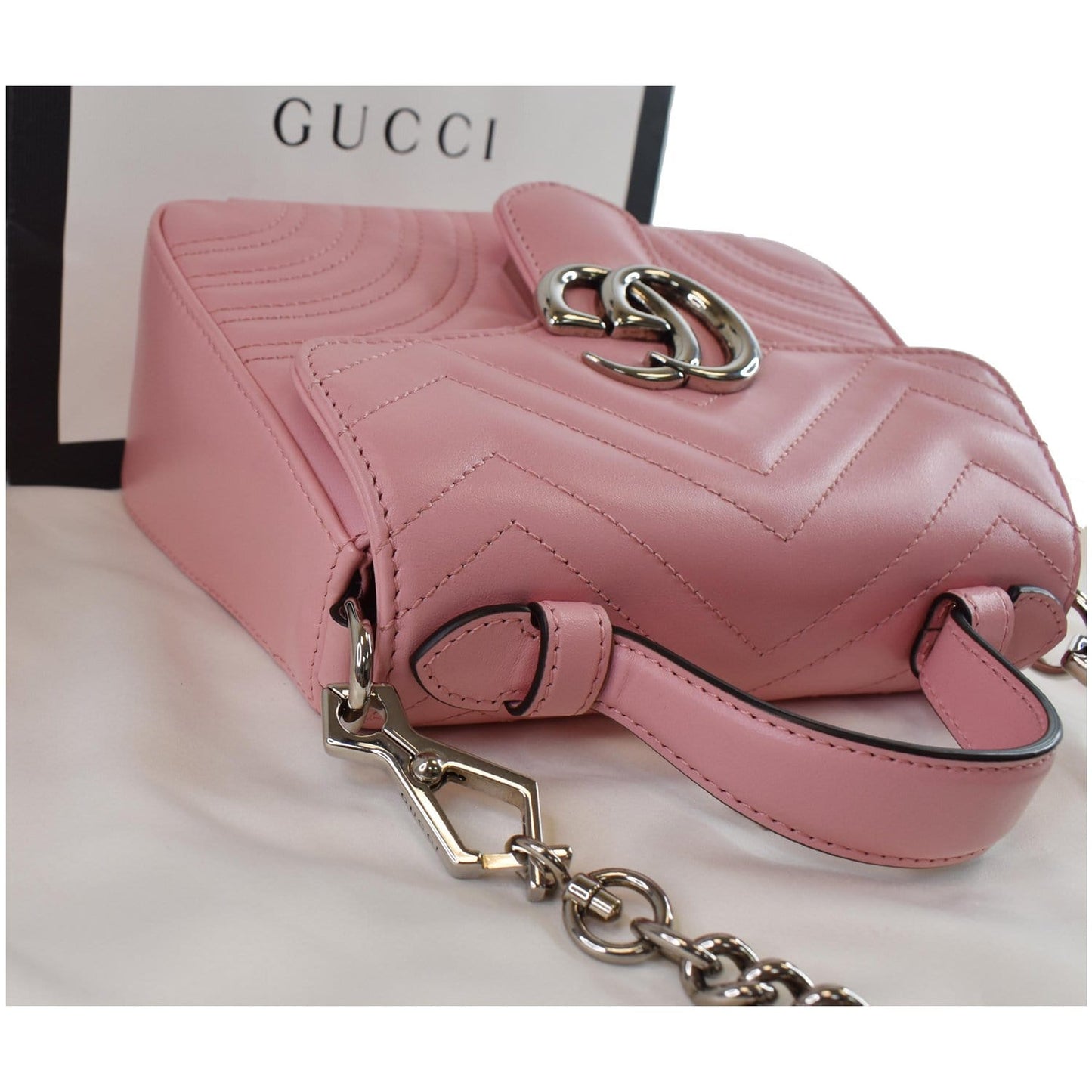 GUCCI GG Marmont Mini Top Handle Shoulder Bag Pastel Pink 547260