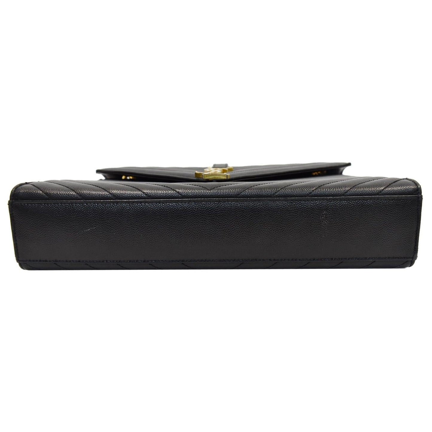 YVES SAINT LAURENT Large Envelope Grain De Poudre Chain Shoulder Bag Black