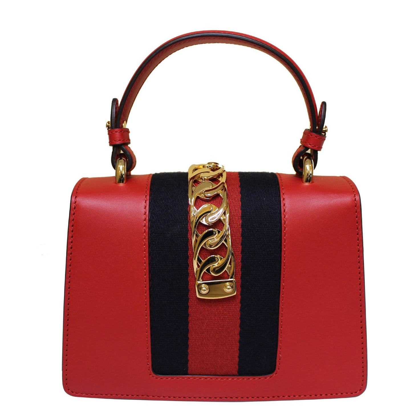 GUCCI Sylvie Mini Leather Crossbody Bag Red 470270