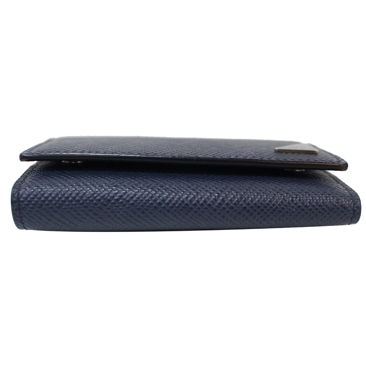 PRADA 6 Key Holder Leather Wallet Blue