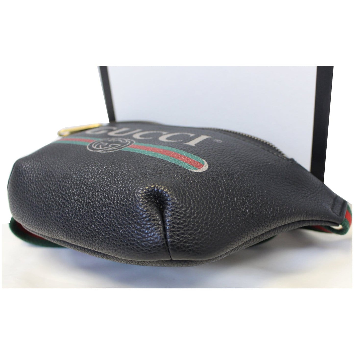 GUCCI Print Leather Black Belt Waist Bum Bag Small 527792
