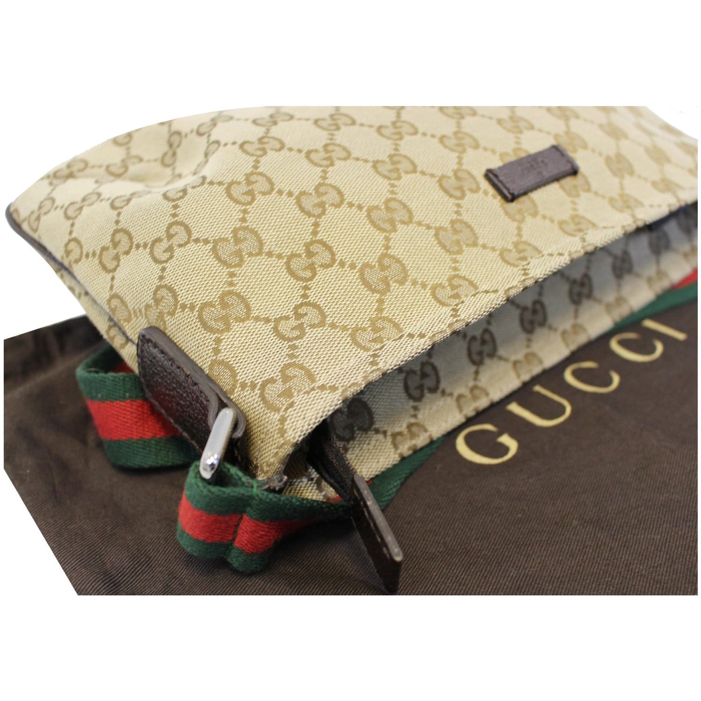 GUCCI GG Canvas Web Shoulder Crossbody Bag Beige 189749
