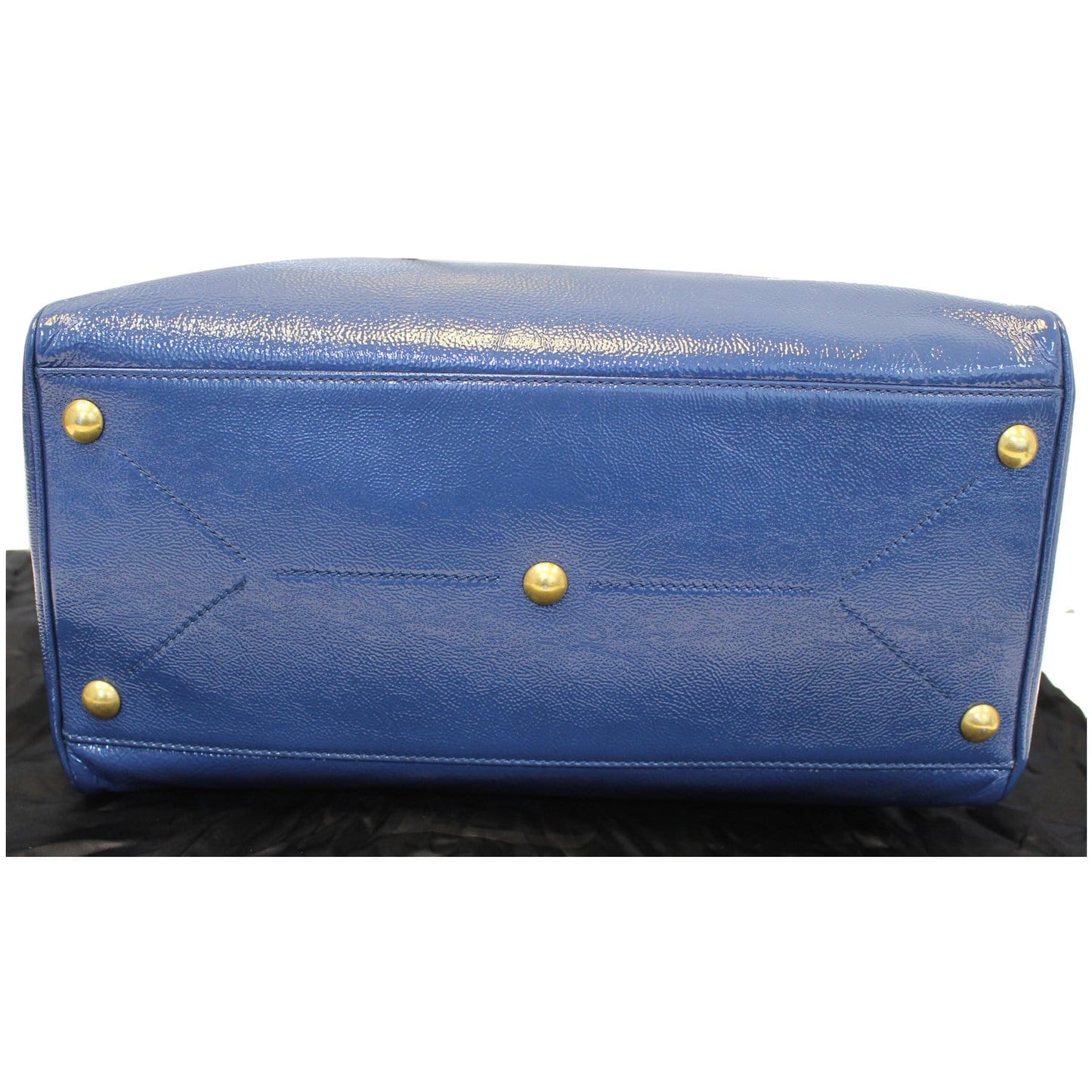 YVES SAINT LAURENT Majorelle Patent Leather Satchel Bag Blue