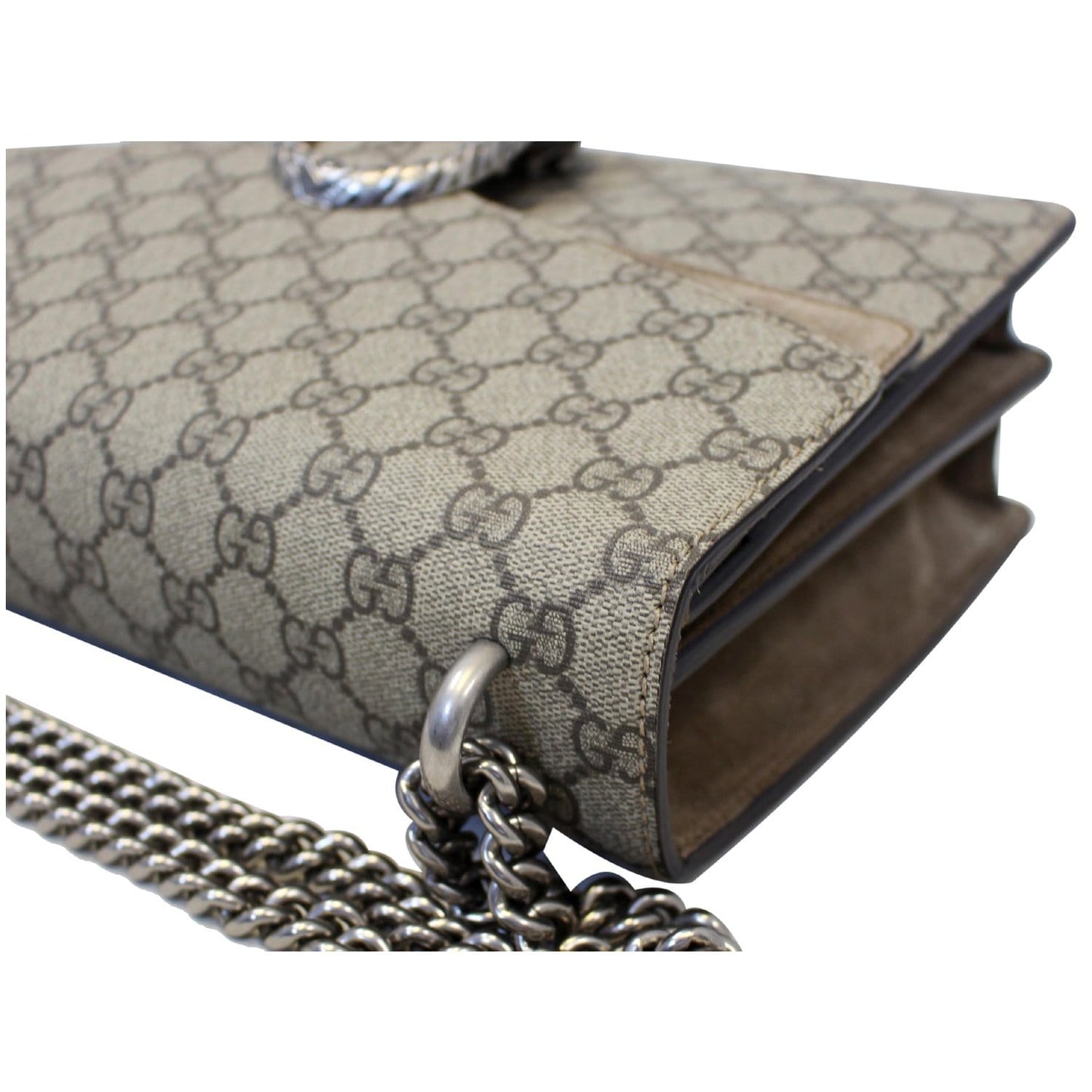 GUCCI Dionysus Medium GG Supreme Monogram Shoulder Bag Taupe