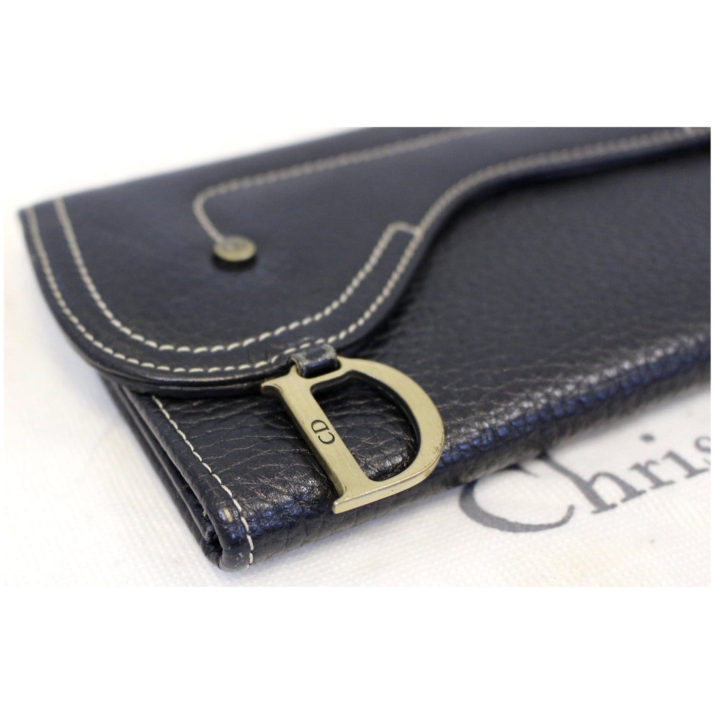 CHRISTIAN DIOR Saddle Leather Wallet Black
