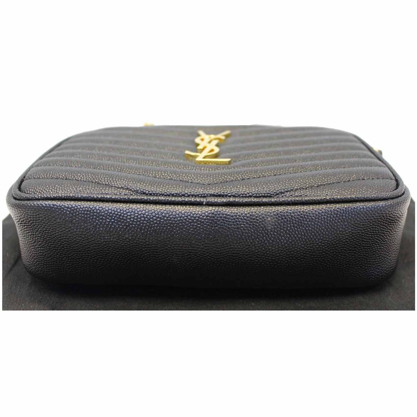 YVES SAINT LAURENT Mini Lou Grain De Poudre Camera Bag Black